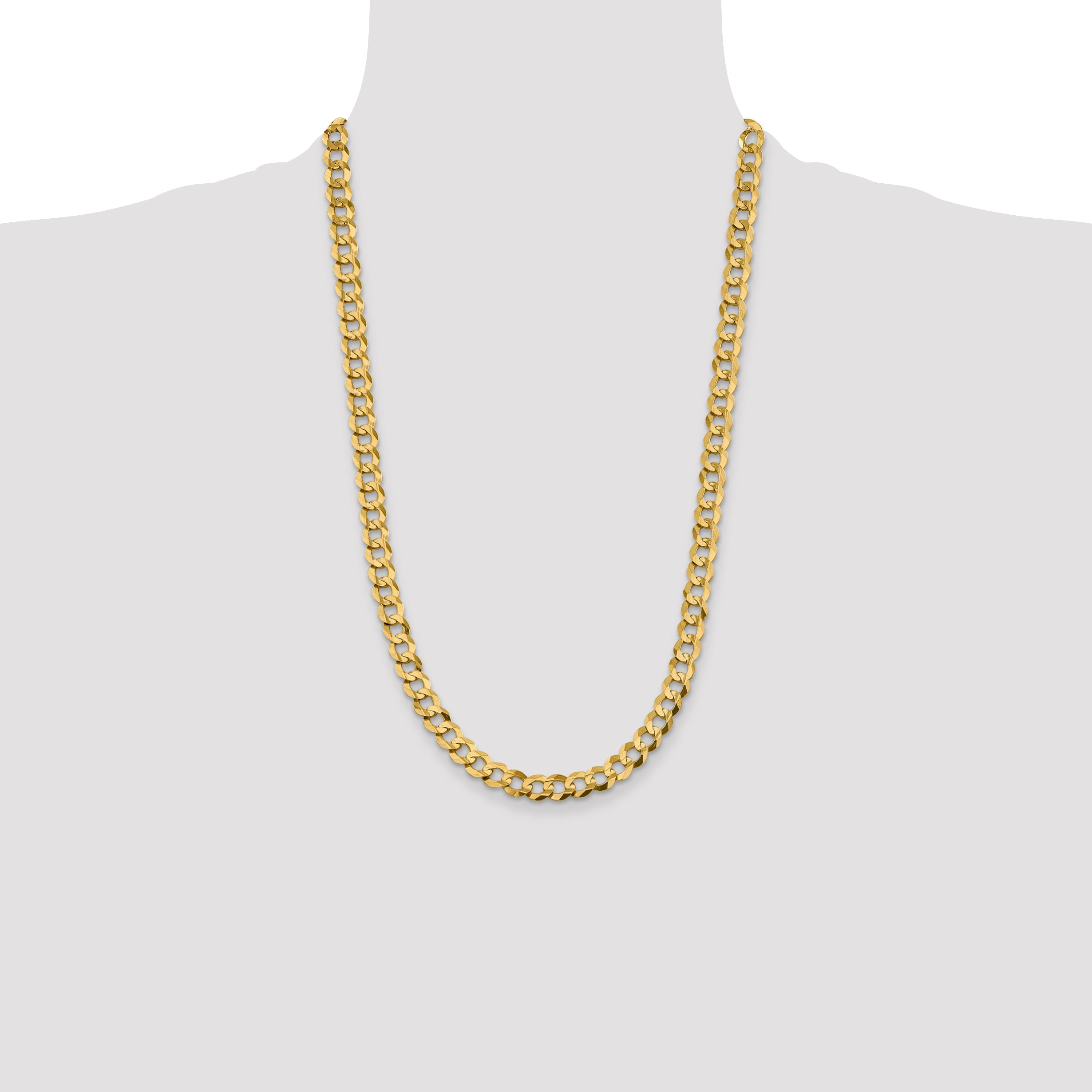 14K Yellow Gold 26 Inch 8.3mm Lightweight Flat Cuban With Lobster Clasp Chain