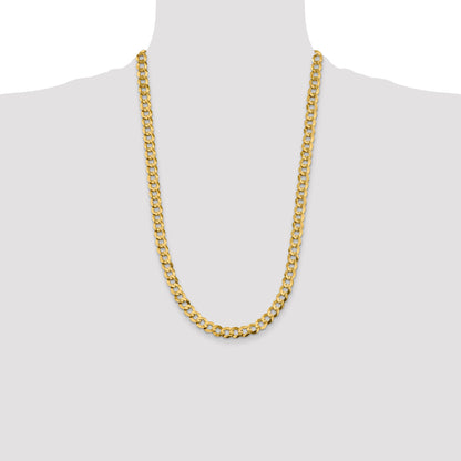 14K Yellow Gold 26 Inch 8.3mm Lightweight Flat Cuban With Lobster Clasp Chain