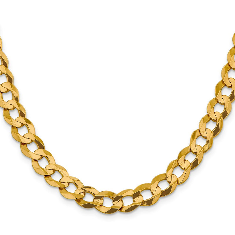 14k Yellow Gold 9.4mm Lightweight Flat Cuban Chain Necklace