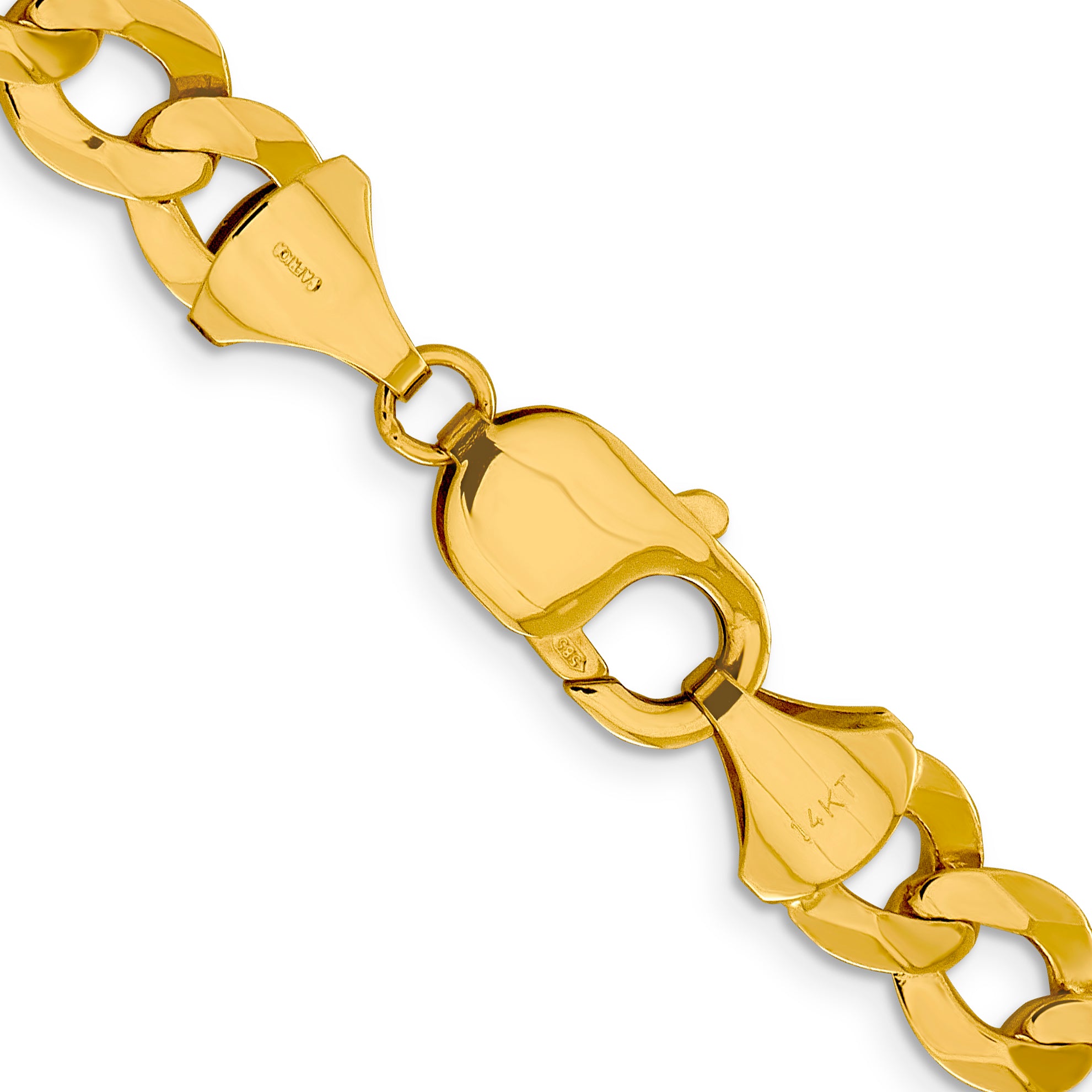14K Yellow Gold 20 Inch 9.4mm Lightweight Flat Cuban With Lobster Clasp Chain