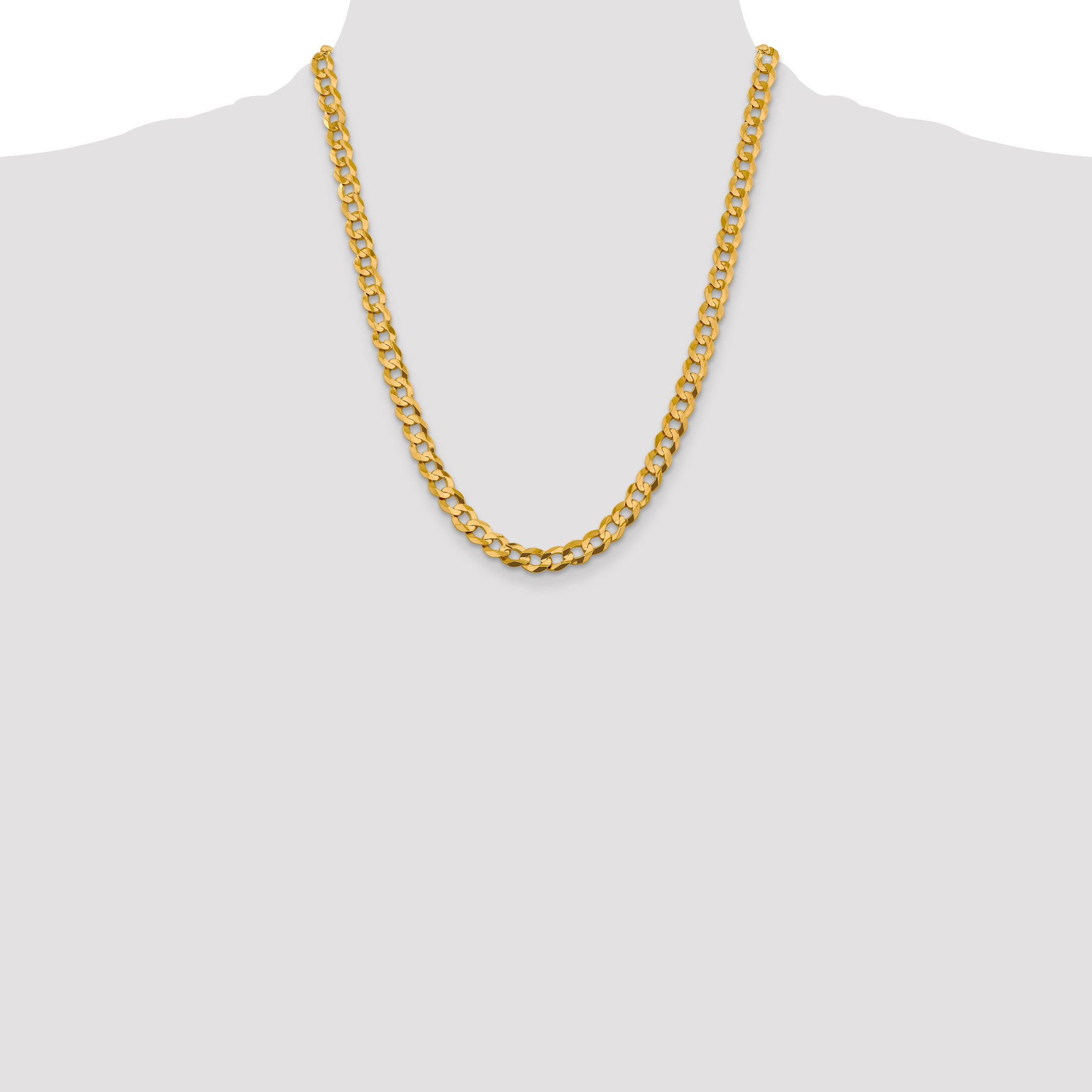 14K Yellow Gold 22 Inch 9.4mm Lightweight Flat Cuban With Lobster Clasp Chain