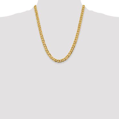 14K Yellow Gold 22 Inch 9.4mm Lightweight Flat Cuban With Lobster Clasp Chain