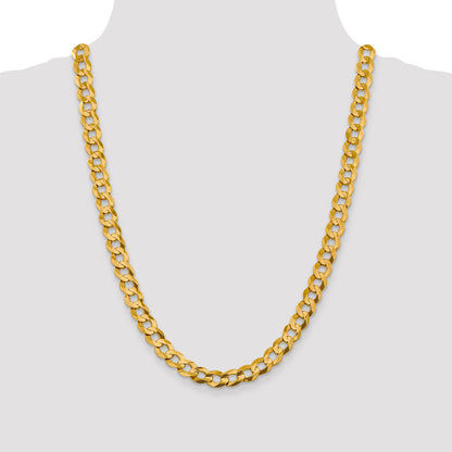 14K Yellow Gold 24 Inch 9.4mm Lightweight Flat Cuban With Lobster Clasp Chain