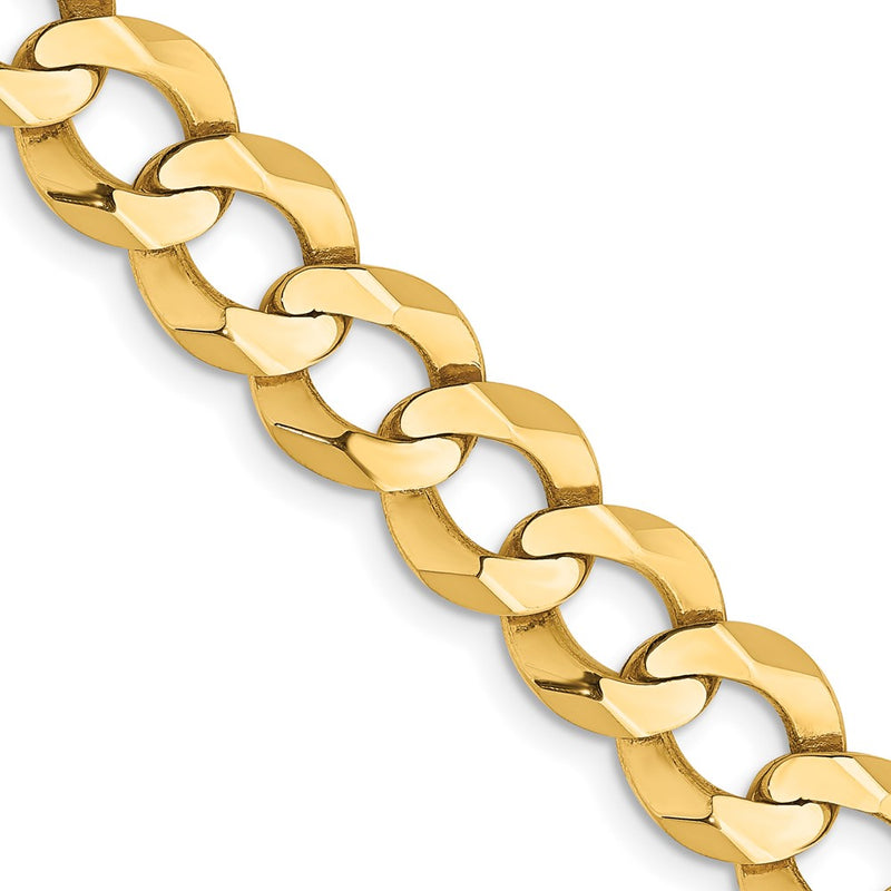 14k Yellow Gold 9.4mm Lightweight Flat Cuban Chain Necklace
