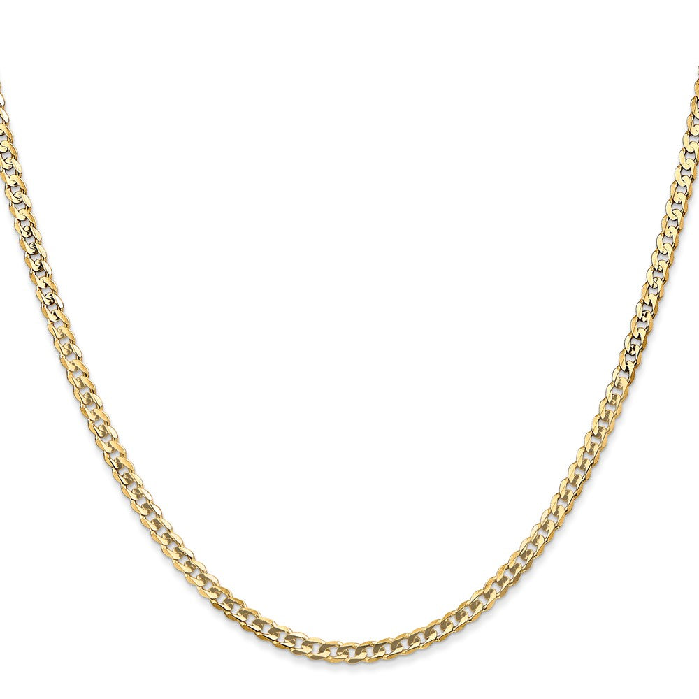 14K Yellow Gold 18 Inch 3mm Open Concave Curb With Lobster Clasp Chain Necklace