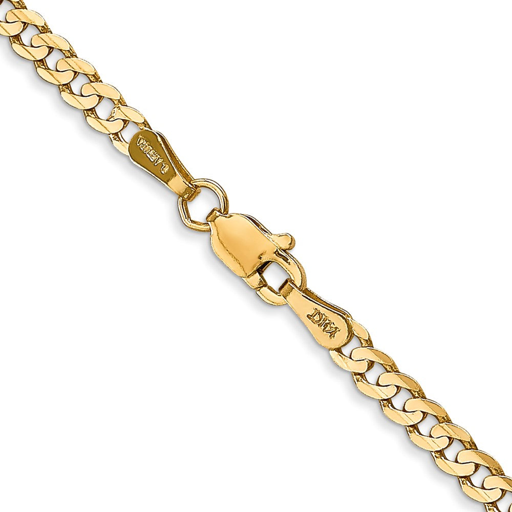 14K Yellow Gold 18 Inch 3mm Open Concave Curb With Lobster Clasp Chain Necklace