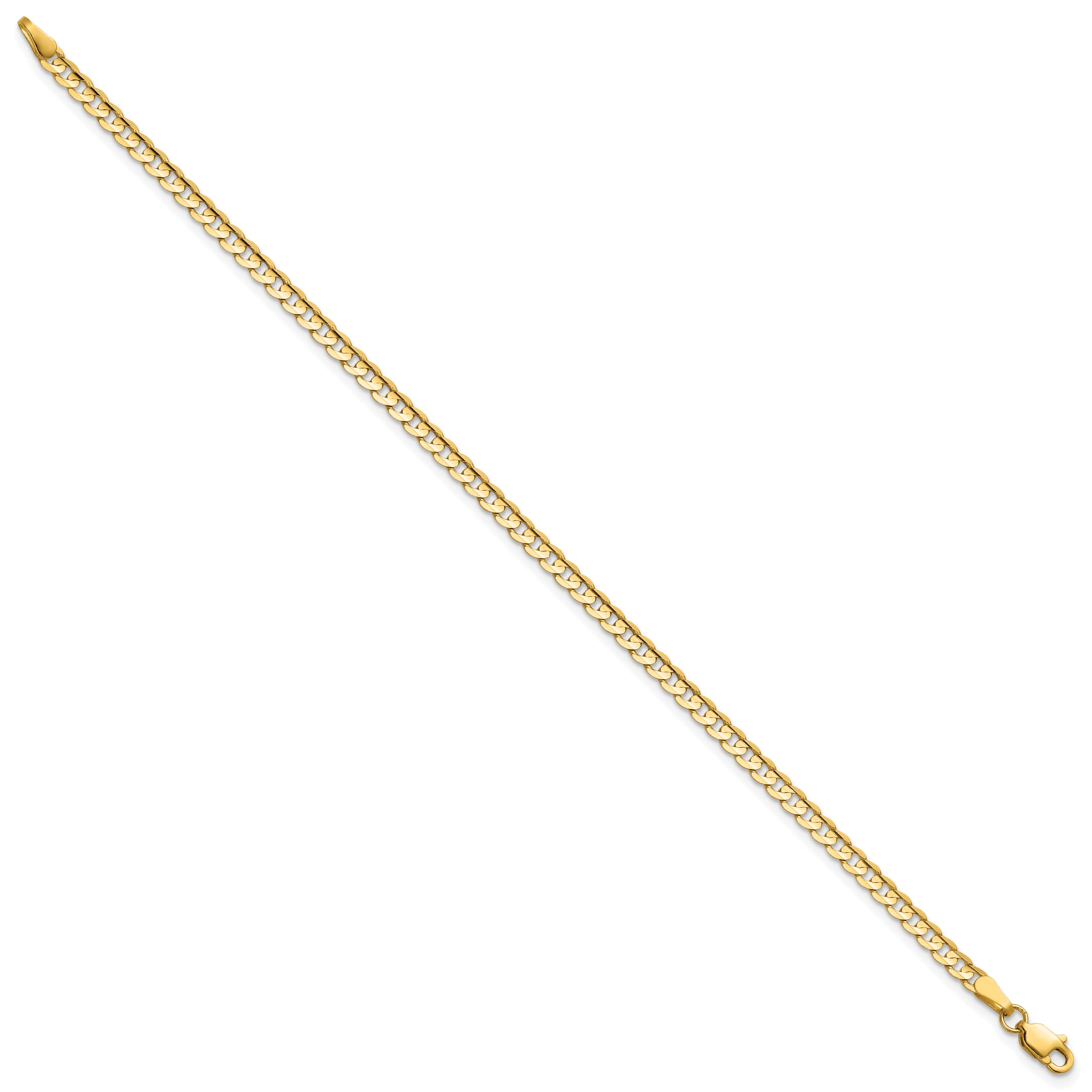 9 Inch 14K 3mm Open Concave Curb Chain Anklet