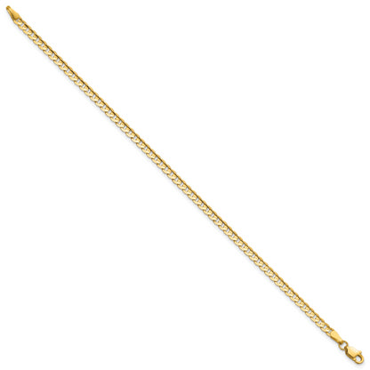 9 Inch 14K 3mm Open Concave Curb Chain Anklet