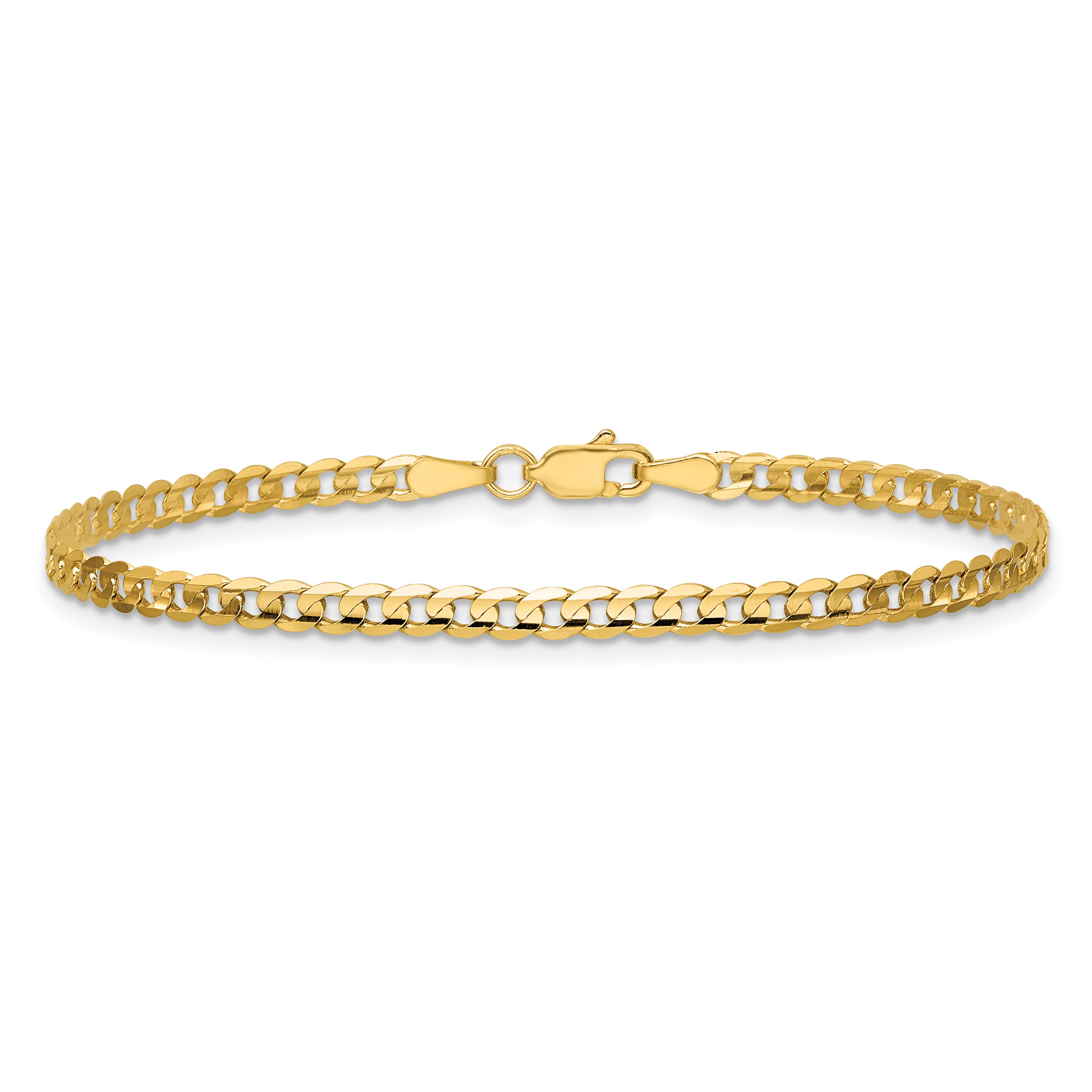 9 Inch 14K 3mm Open Concave Curb Chain Anklet