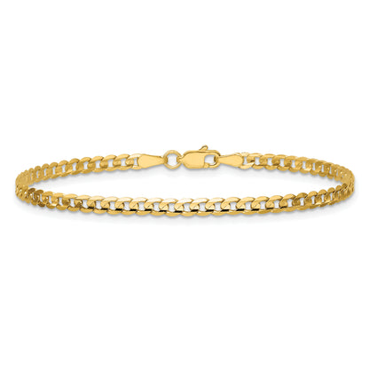 9 Inch 14K 3mm Open Concave Curb Chain Anklet