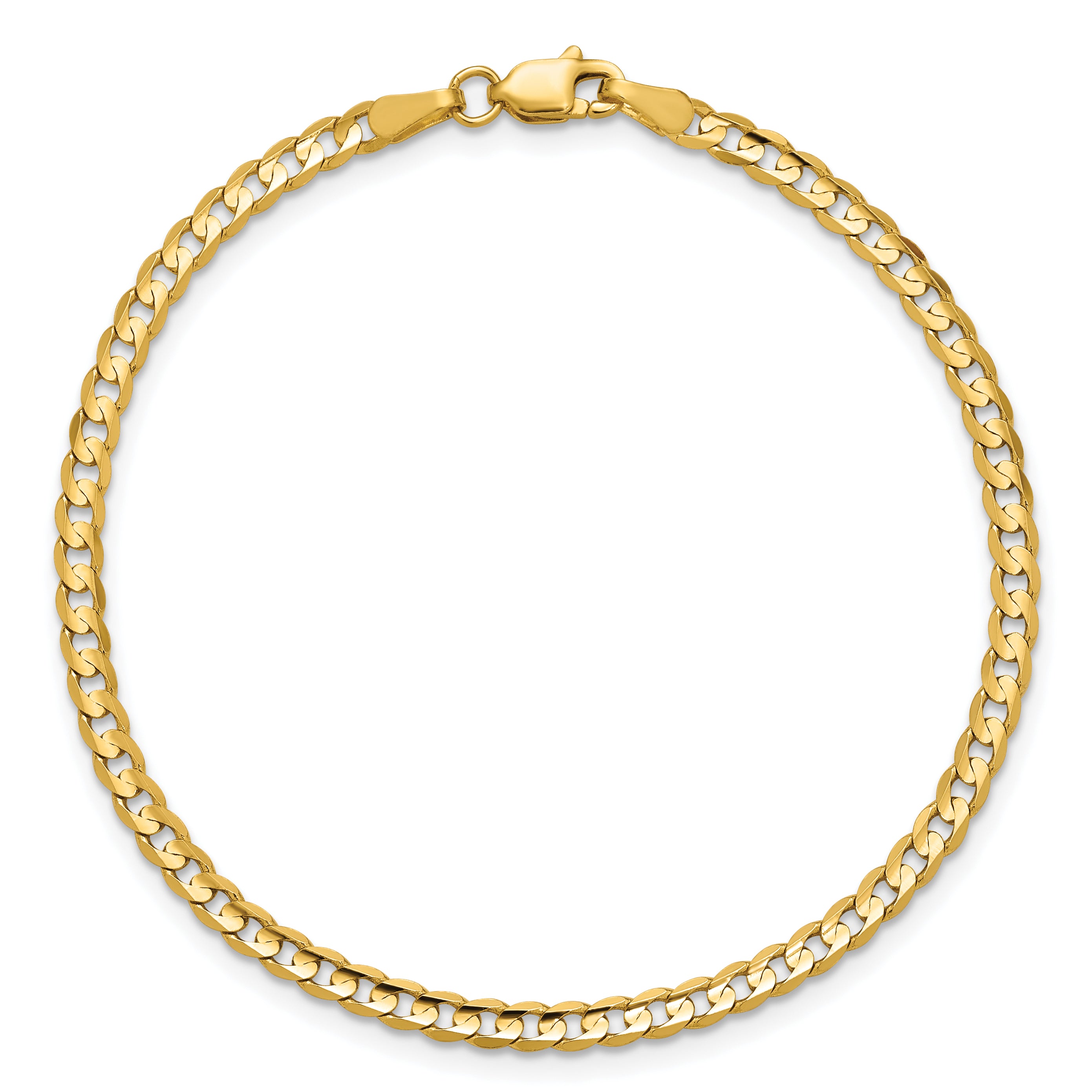 9 Inch 14K 3mm Open Concave Curb Chain Anklet