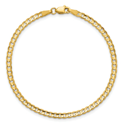 9 Inch 14K 3mm Open Concave Curb Chain Anklet