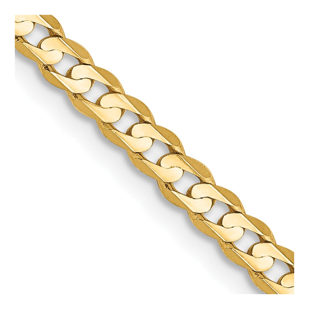 14K Yellow Gold 18 Inch 3mm Open Concave Curb With Lobster Clasp Chain Necklace