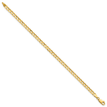 9 Inch 14K 3.8mm Open Concave Curb Chain Anklet