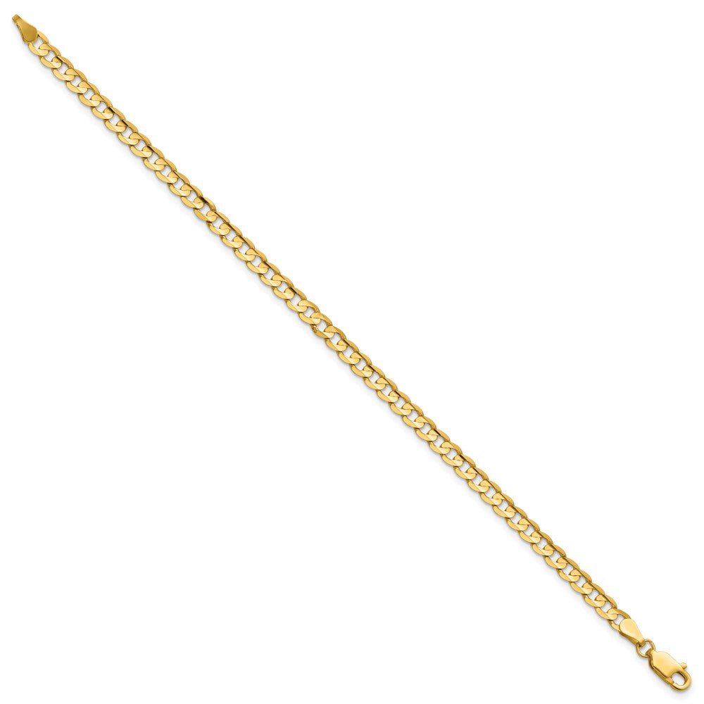 14K Yellow Gold 3.8mm Open Concave Curb With Lobster Clasp Chain Bracelet