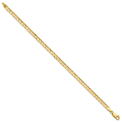 14K Yellow Gold 3.8mm Open Concave Curb With Lobster Clasp Chain Bracelet