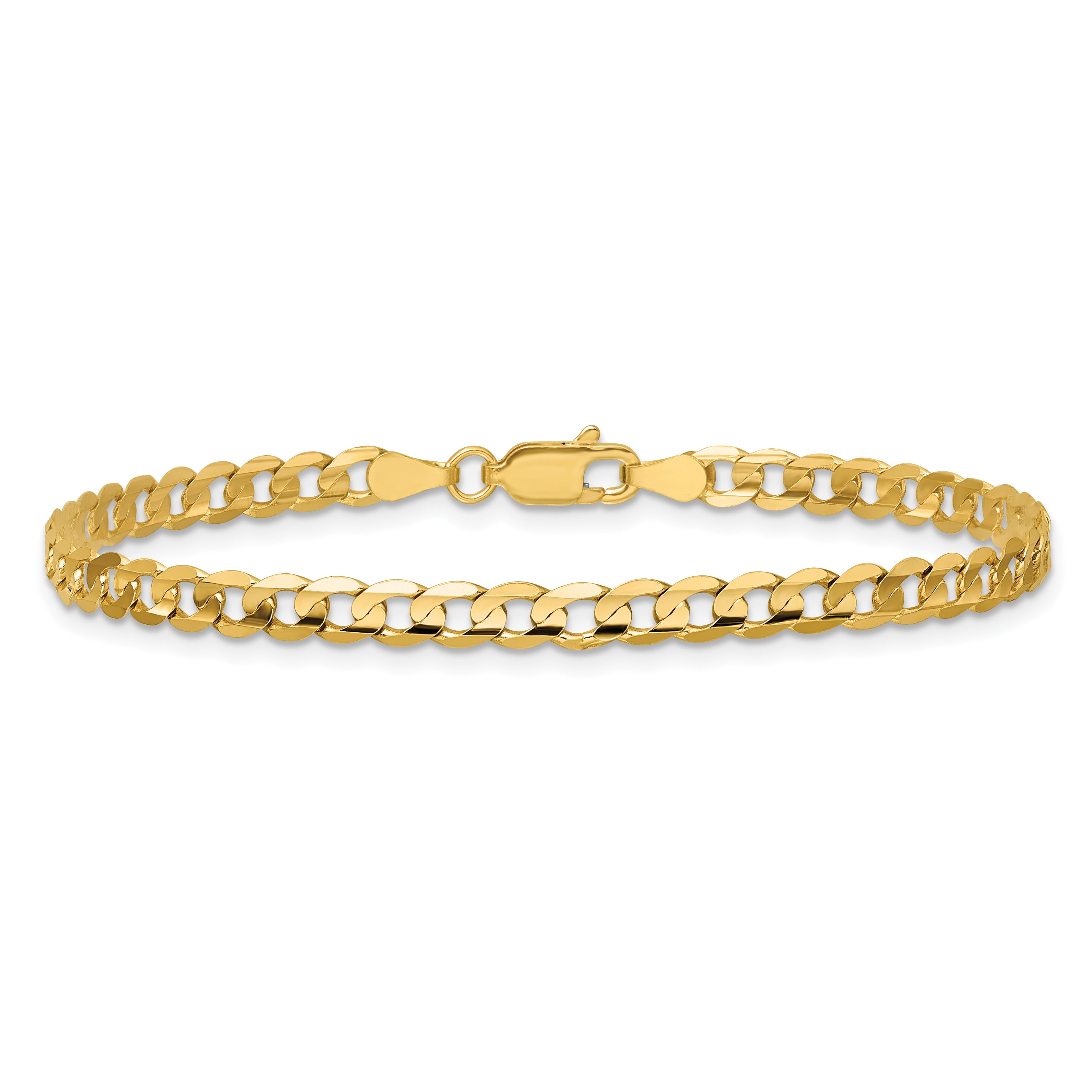 9 Inch 14K 3.8mm Open Concave Curb Chain Anklet