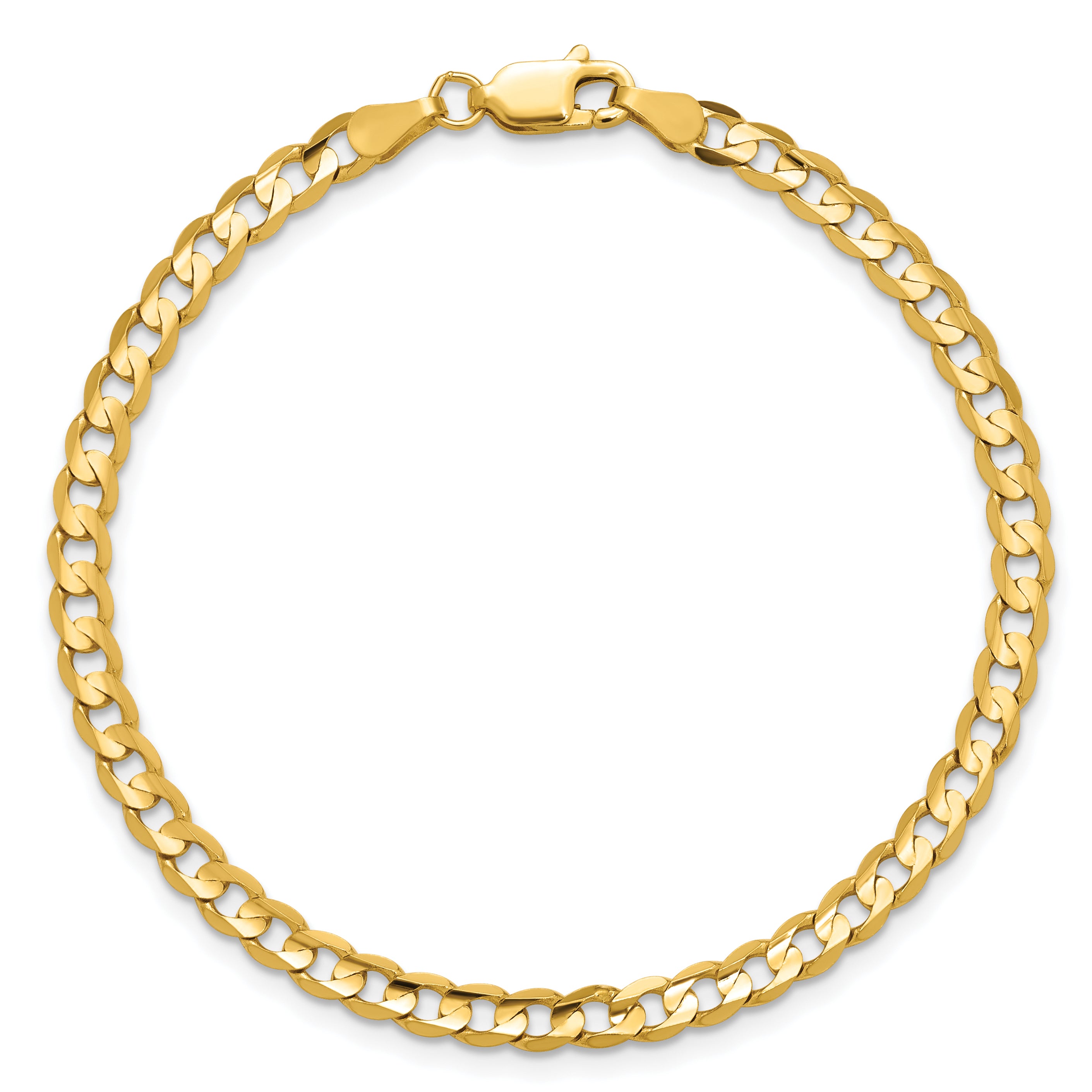 9 Inch 14K 3.8mm Open Concave Curb Chain Anklet