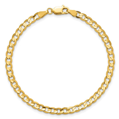 14K Yellow Gold 3.8mm Open Concave Curb With Lobster Clasp Chain Bracelet