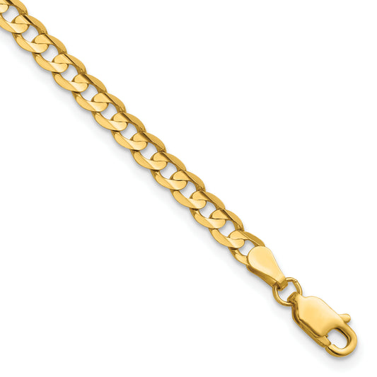 9 Inch 14K 3.8mm Open Concave Curb Chain Anklet