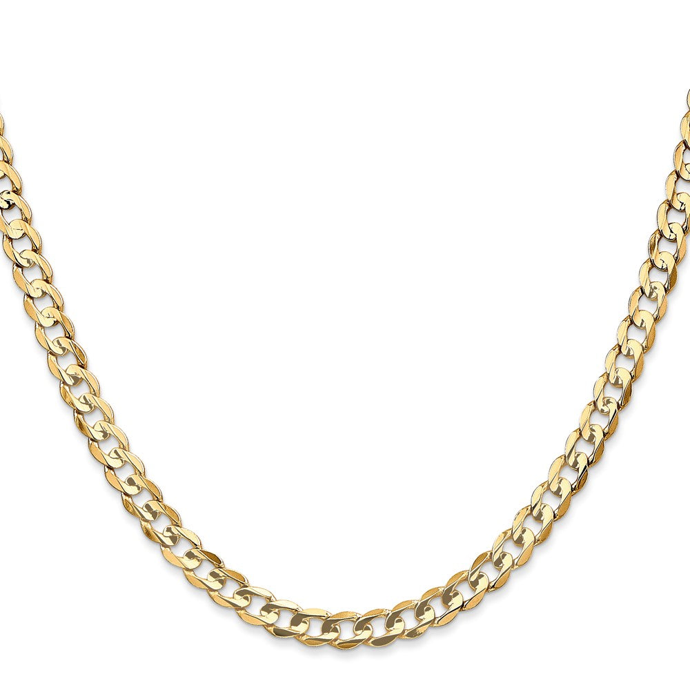 14K Yellow Gold 4.5mm Open Concave Curb With Lobster Clasp Chain Necklace