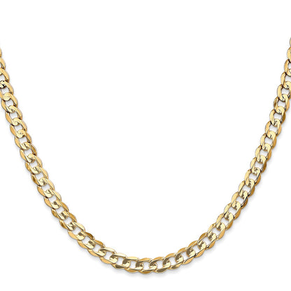 14K Yellow Gold 4.5mm Open Concave Curb With Lobster Clasp Chain Necklace