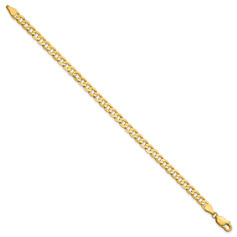 14K Yellow Gold 4.5mm Open Concave Curb Chain Anklet