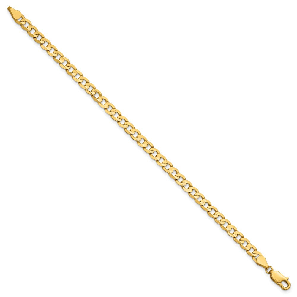 14K Yellow Gold 4.5mm Open Concave Curb With Lobster Clasp Chain Bracelet