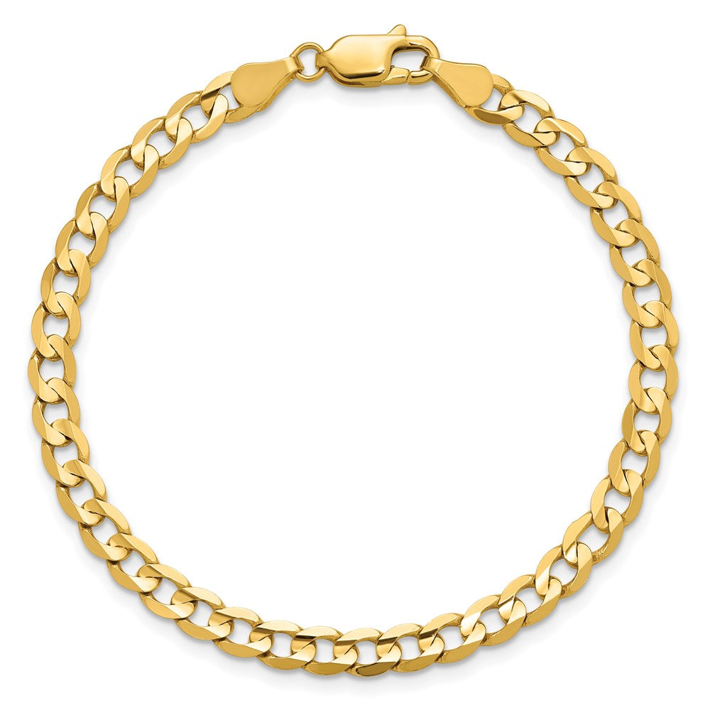14K Yellow Gold 4.5mm Open Concave Curb With Lobster Clasp Chain Bracelet