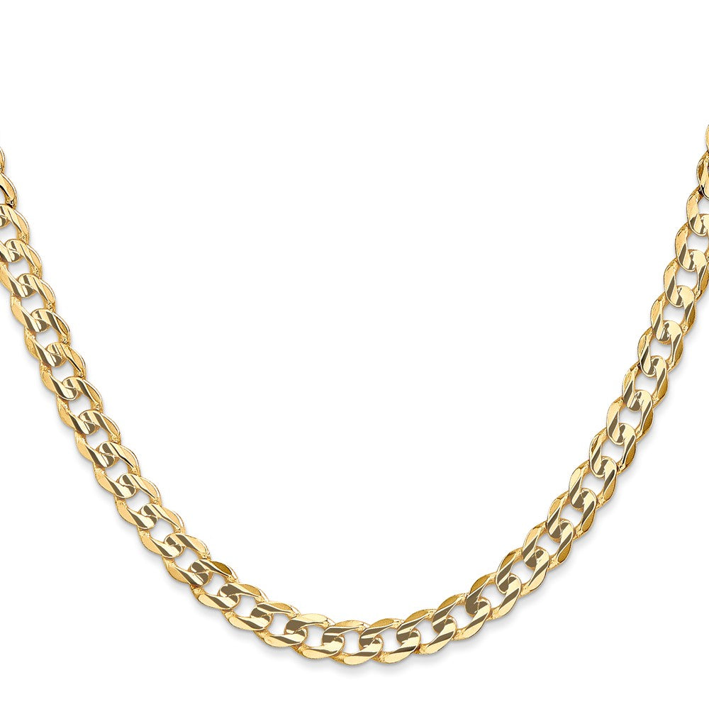 14K Yellow Gold 22 Inch 5.25mm Open Concave Curb With Lobster Clasp Chain Necklace