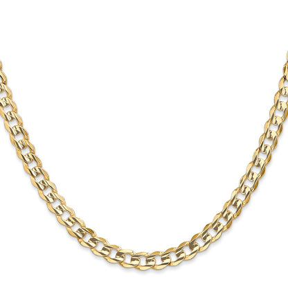 14K Yellow Gold 22 Inch 5.25mm Open Concave Curb With Lobster Clasp Chain Necklace