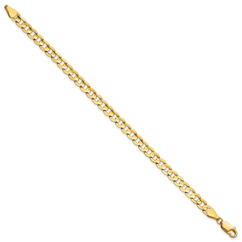 14K Yellow Gold 5.25mm Open Concave Curb With Lobster Clasp Chain Bracelet