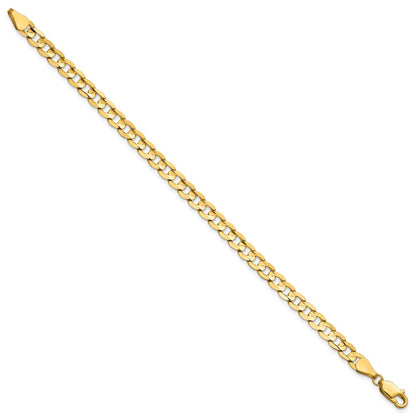 14K Yellow Gold 5.25mm Open Concave Curb With Lobster Clasp Chain Bracelet
