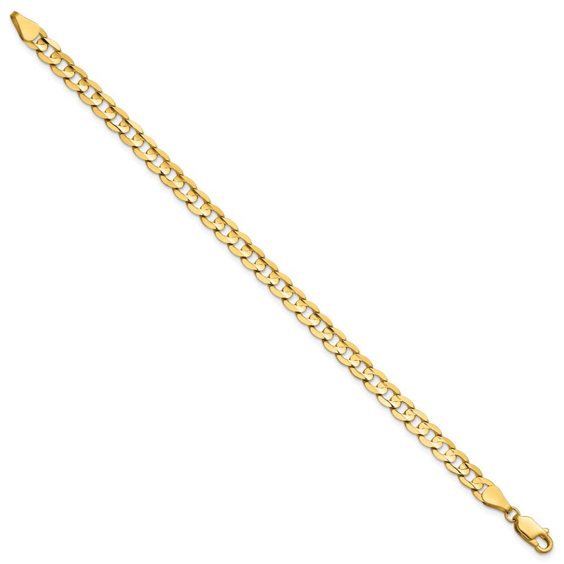 14K Yellow Gold 5.25mm Open Concave Curb With Lobster Clasp Chain Bracelet