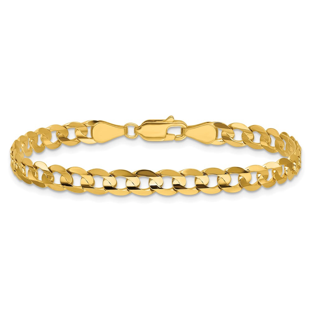 14K Yellow Gold 5.25mm Open Concave Curb With Lobster Clasp Chain Bracelet