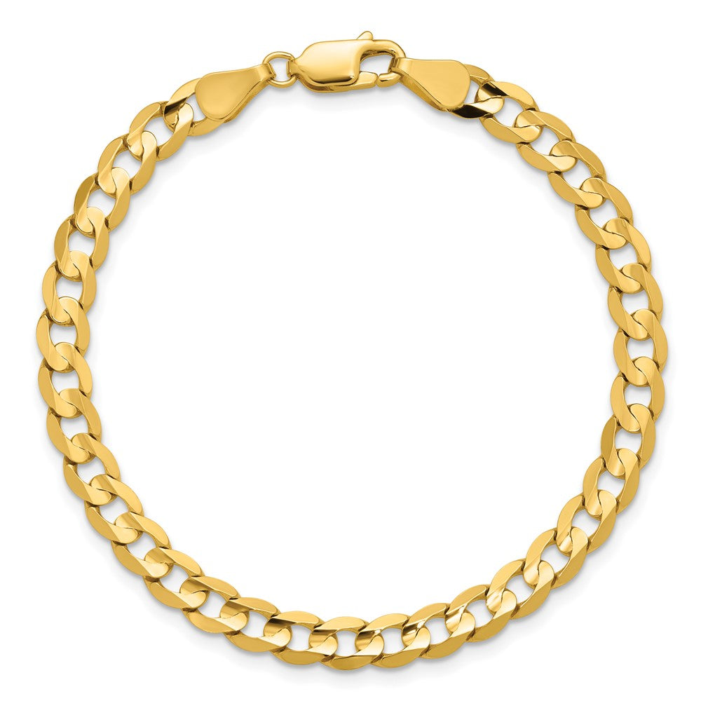 14K Yellow Gold 5.25mm Open Concave Curb With Lobster Clasp Chain Bracelet