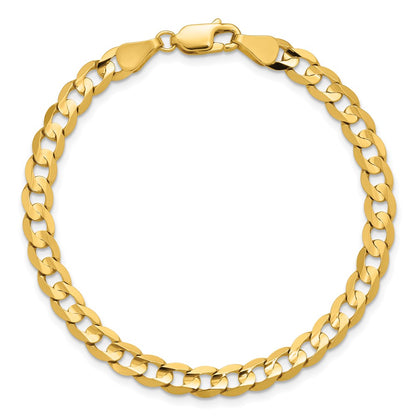 14K Yellow Gold 5.25mm Open Concave Curb With Lobster Clasp Chain Bracelet