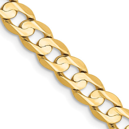 14K Yellow Gold 22 Inch 5.25mm Open Concave Curb With Lobster Clasp Chain Necklace