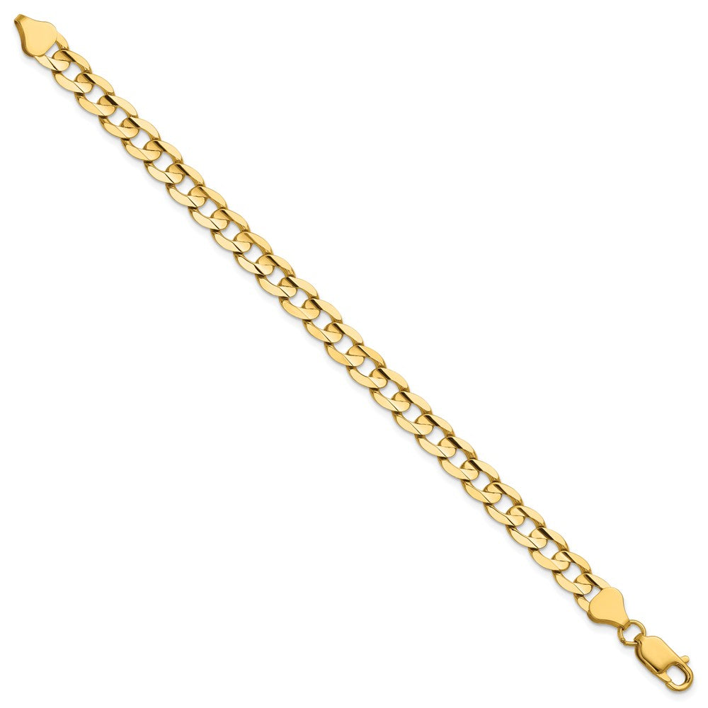 14K Yellow Gold 9 Inch 6.75mm Open Concave Curb With Lobster Clasp Chain Bracelet