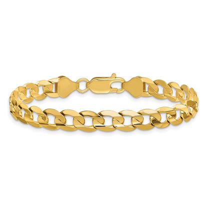 14K Yellow Gold 9 Inch 6.75mm Open Concave Curb With Lobster Clasp Chain Bracelet