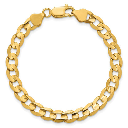 14K Yellow Gold 9 Inch 6.75mm Open Concave Curb With Lobster Clasp Chain Bracelet