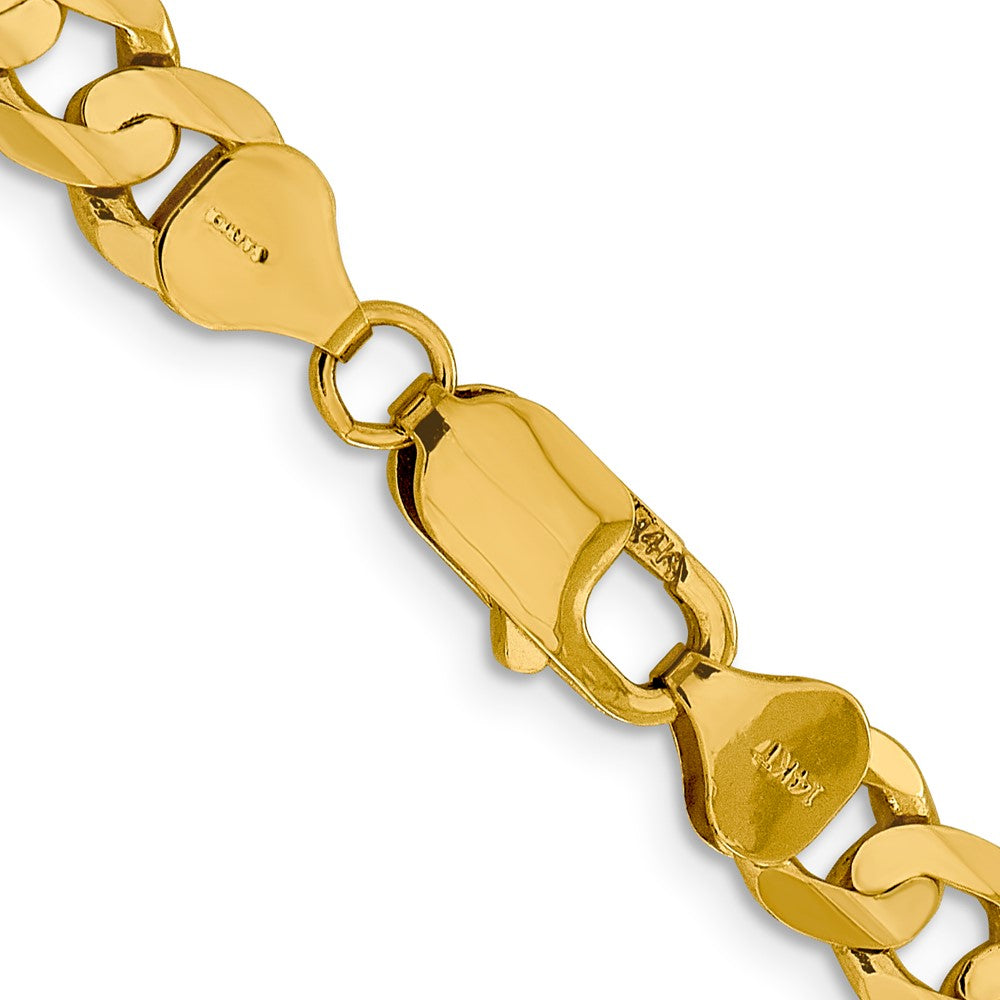 14K Yellow Gold 7.5mm Open Concave Curb With Lobster Clasp Chain Necklace