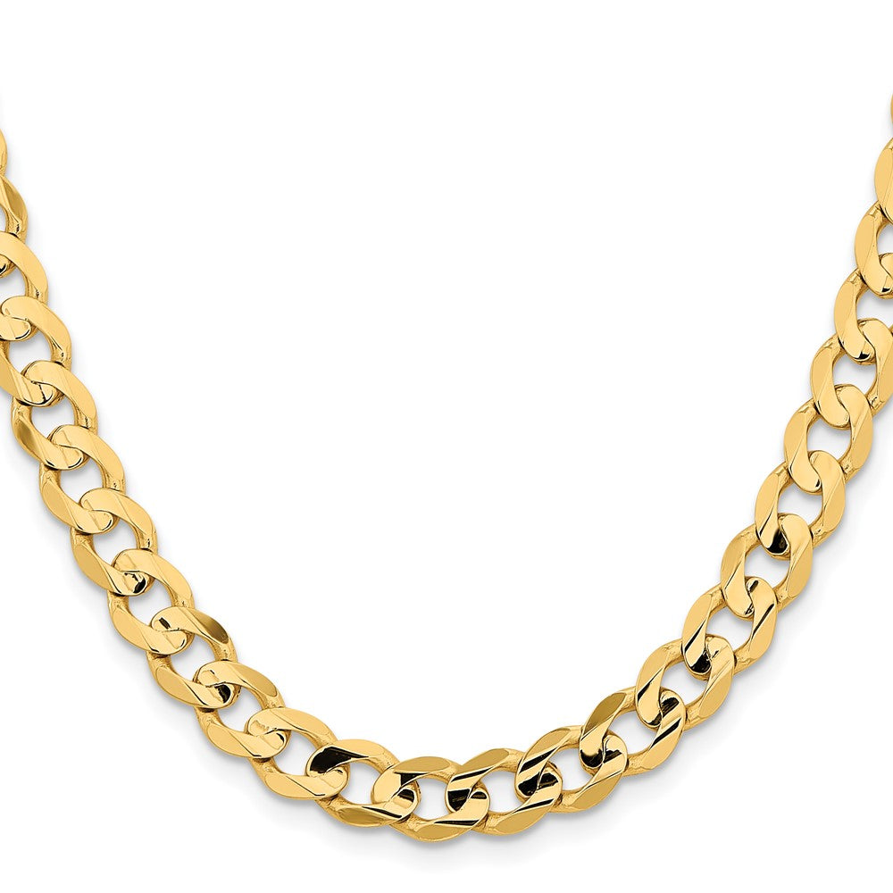 14K Yellow Gold 8.5mm Open Concave Curb With Lobster Clasp Chain Necklace