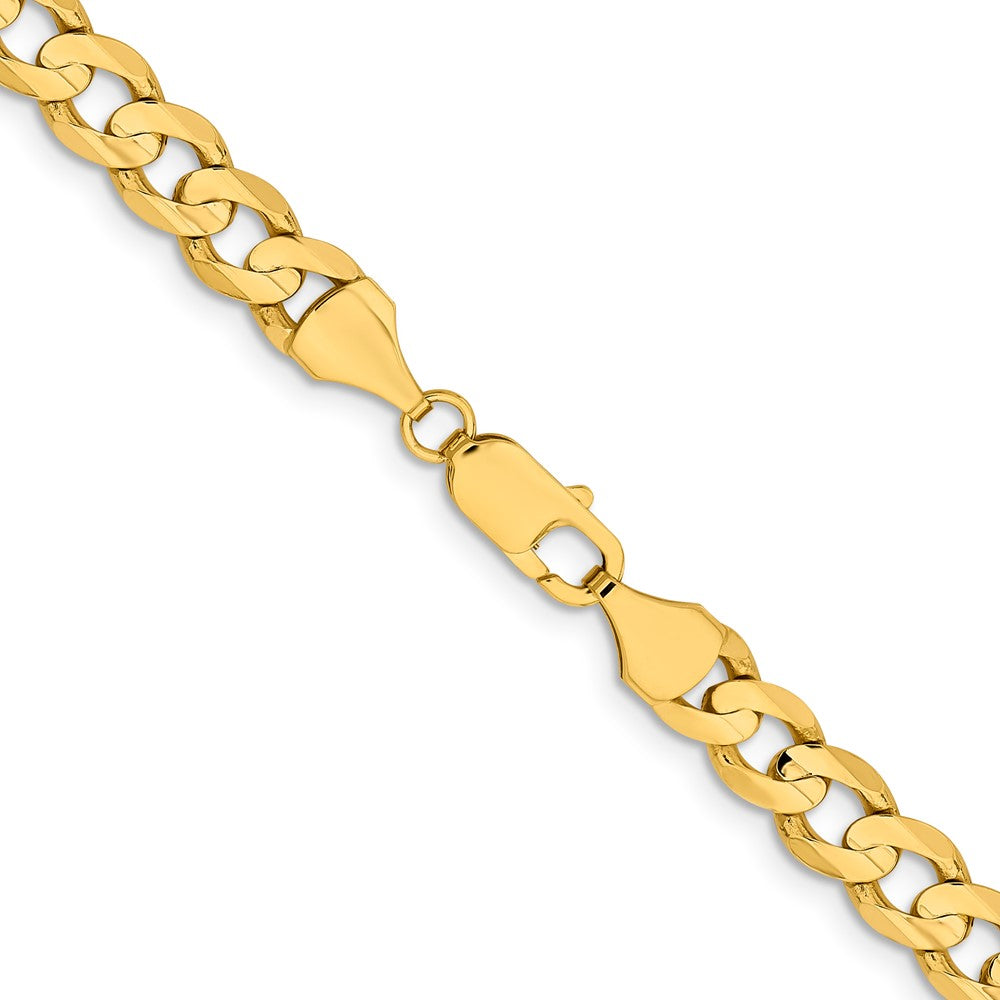 14K Yellow Gold 8.5mm Open Concave Curb With Lobster Clasp Chain Necklace