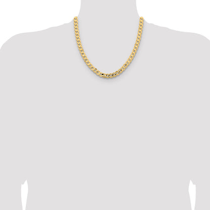 14K Yellow Gold 8.5mm Open Concave Curb With Lobster Clasp Chain Necklace