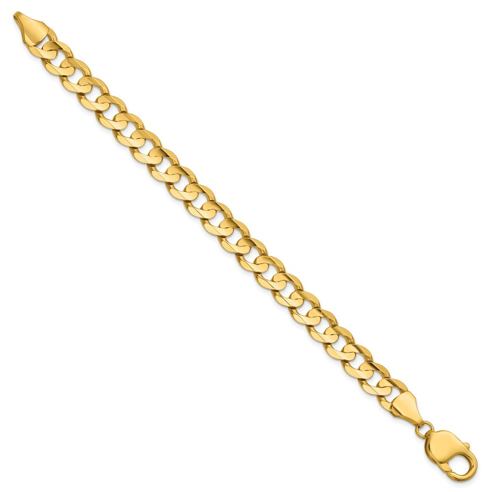 14K Yellow Gold 9 Inch 8.5mm Open Concave Curb With Lobster Clasp Chain Bracelet