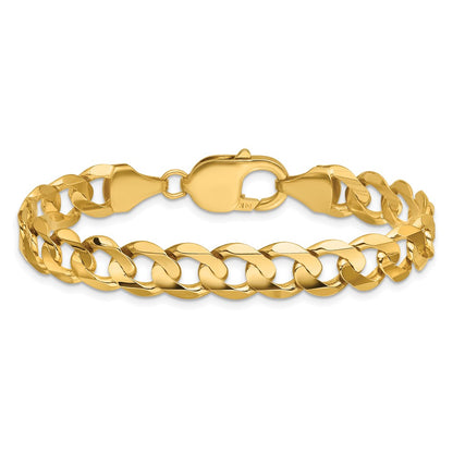 14K Yellow Gold 9 Inch 8.5mm Open Concave Curb With Lobster Clasp Chain Bracelet