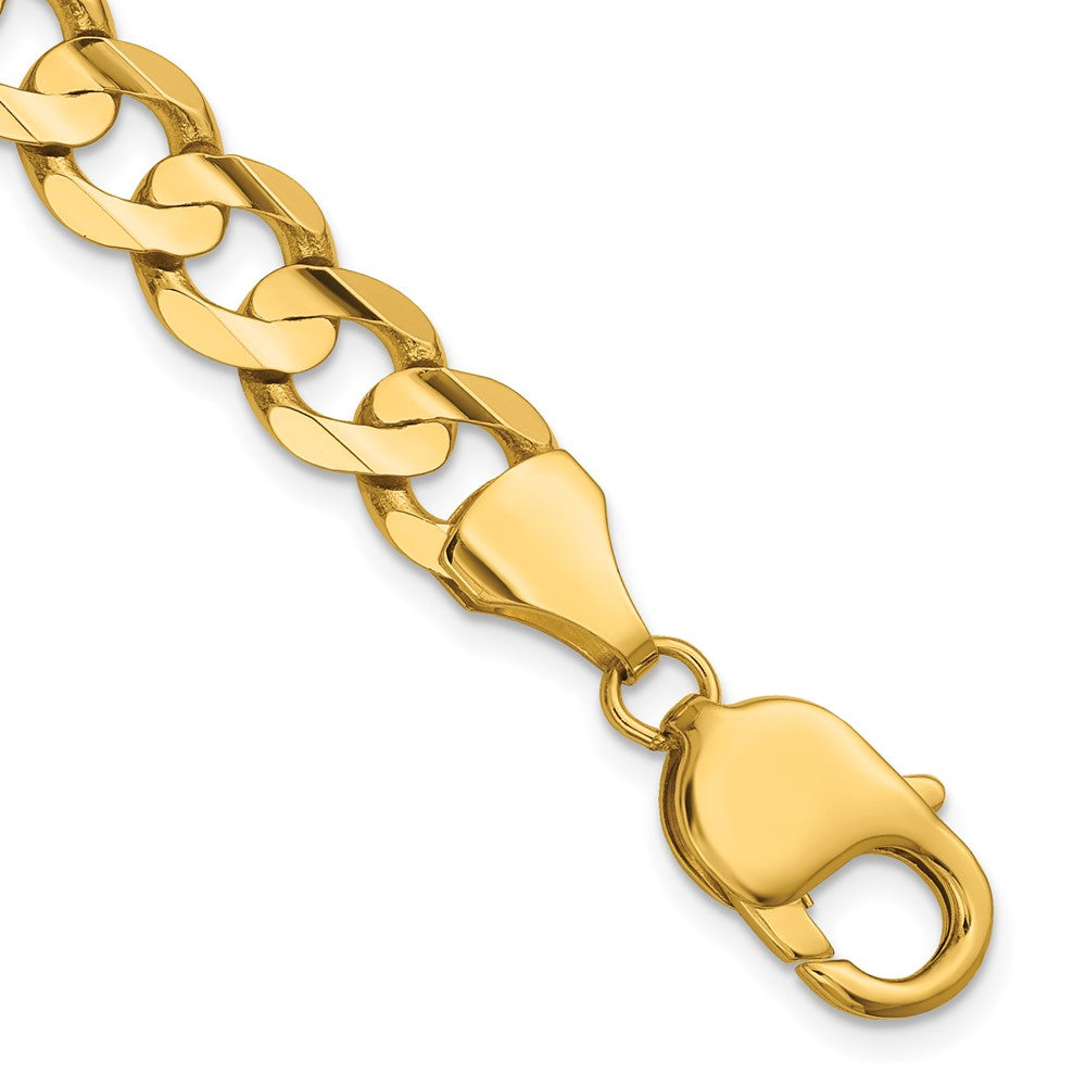14K Yellow Gold 9 Inch 8.5mm Open Concave Curb With Lobster Clasp Chain Bracelet