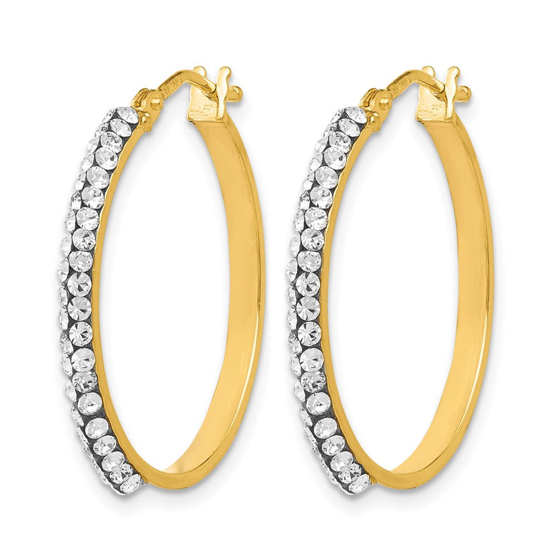 14K Yellow Gold Crystals From Swarovski Polished Hoop Earrings