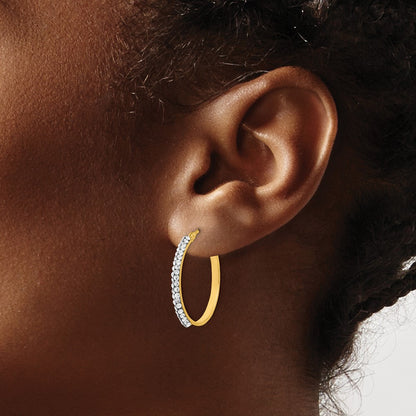 14K Yellow Gold Crystals From Swarovski Polished Hoop Earrings